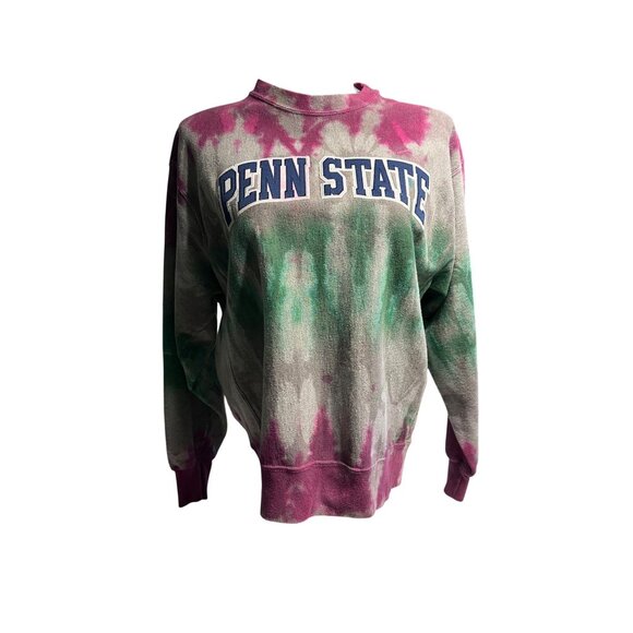 Champion Penn State Tie-Dye Reverse Weave Crewneck Sweatshirt L Cotton/Polyester - Picture 1 of 3